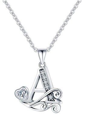 S925 Sterling Silver Initial Letter Necklaces for Women Dainty Letter Chain